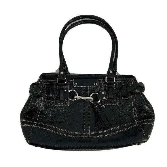 Coach Black Pebbled Leather Hampton Purse Bag F13084 - Picture 1 of 5